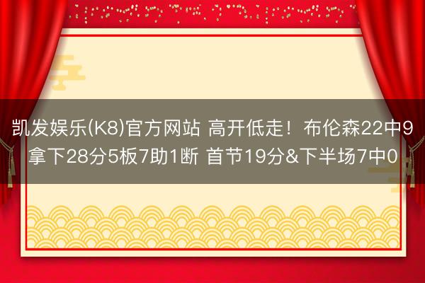 凯发娱乐(K8)官方网站 高开低走!布伦森22中9拿下28分5板7助1断 首节19分&下半场7中0