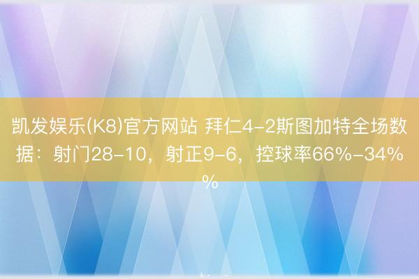 凯发娱乐(K8)官方网站 拜仁4-2斯图加特全场数据：射门28-10，射正9-6，控球率66%-34%