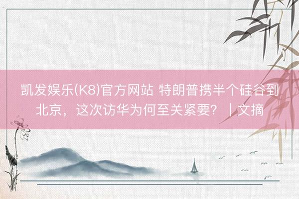 凯发娱乐(K8)官方网站 特朗普携半个硅谷到北京,这次访华为何至关紧要?|文摘