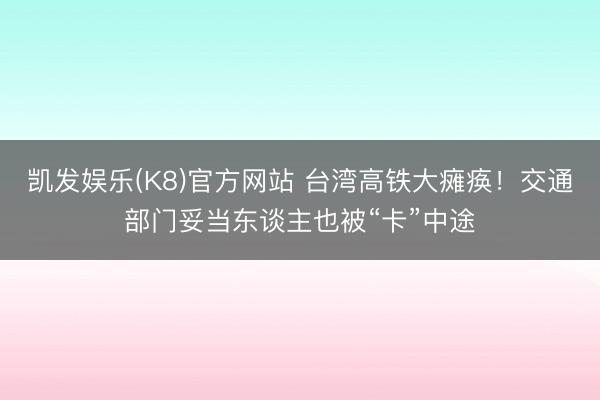 凯发娱乐(K8)官方网站 台湾高铁大瘫痪！交通部门妥当东谈主也被“卡”中途