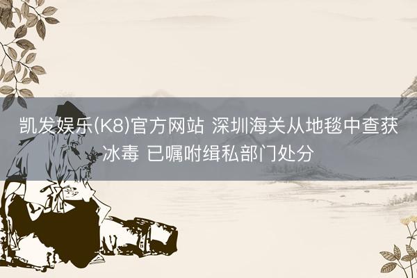 凯发娱乐(K8)官方网站 深圳海关从地毯中查获冰毒 已嘱咐缉私部门处分