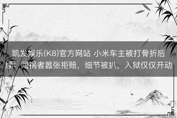 凯发娱乐(K8)官方网站 小米车主被打骨折后续：闯祸者嚣张拒赔，细节被扒，入狱仅仅开动