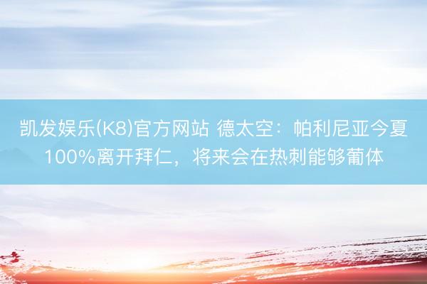 凯发娱乐(K8)官方网站 德太空：帕利尼亚今夏100%离开拜仁，将来会在热刺能够葡体