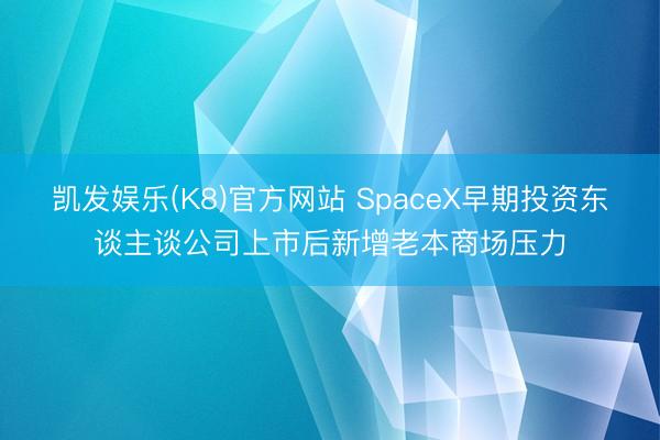 凯发娱乐(K8)官方网站 SpaceX早期投资东谈主谈公司上市后新增老本商场压力