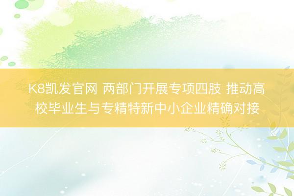 K8凯发官网 两部门开展专项四肢 推动高校毕业生与专精特新中小企业精确对接
